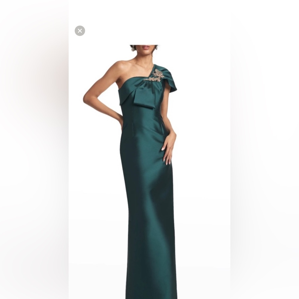 Sachin + Babi One-Shoulder Green Gown.